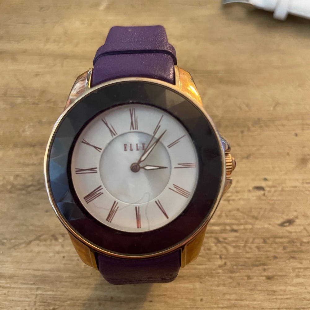 Elle Purple and Gold Watch with Black Bezel